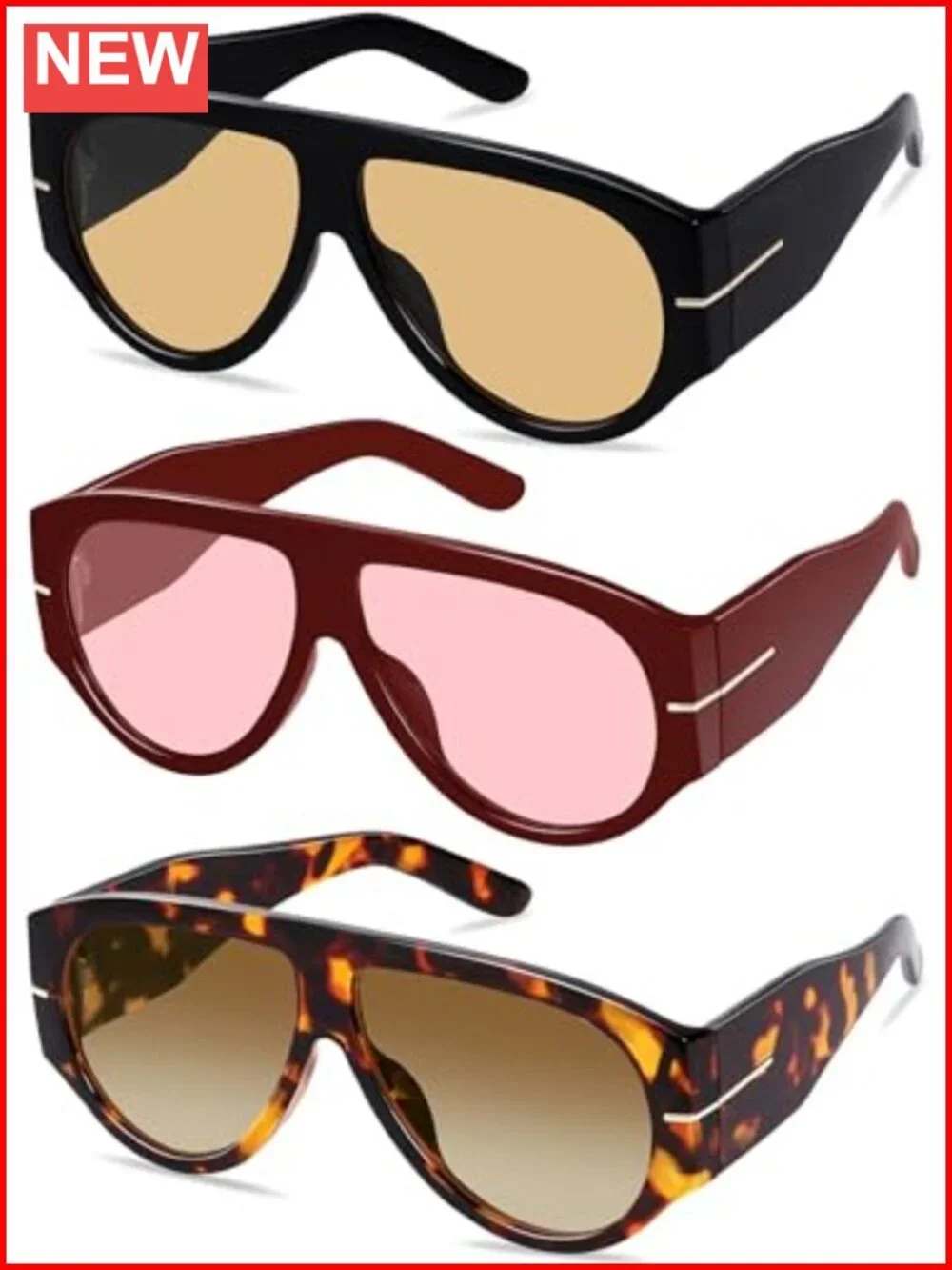 Oversized Retro Aviator Sunglasses Vintage Style UV400 Protection